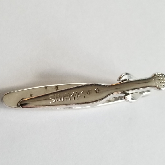 Vintage tie clip Swank engraved PEL monogram silver tone - Picture 10 of 10